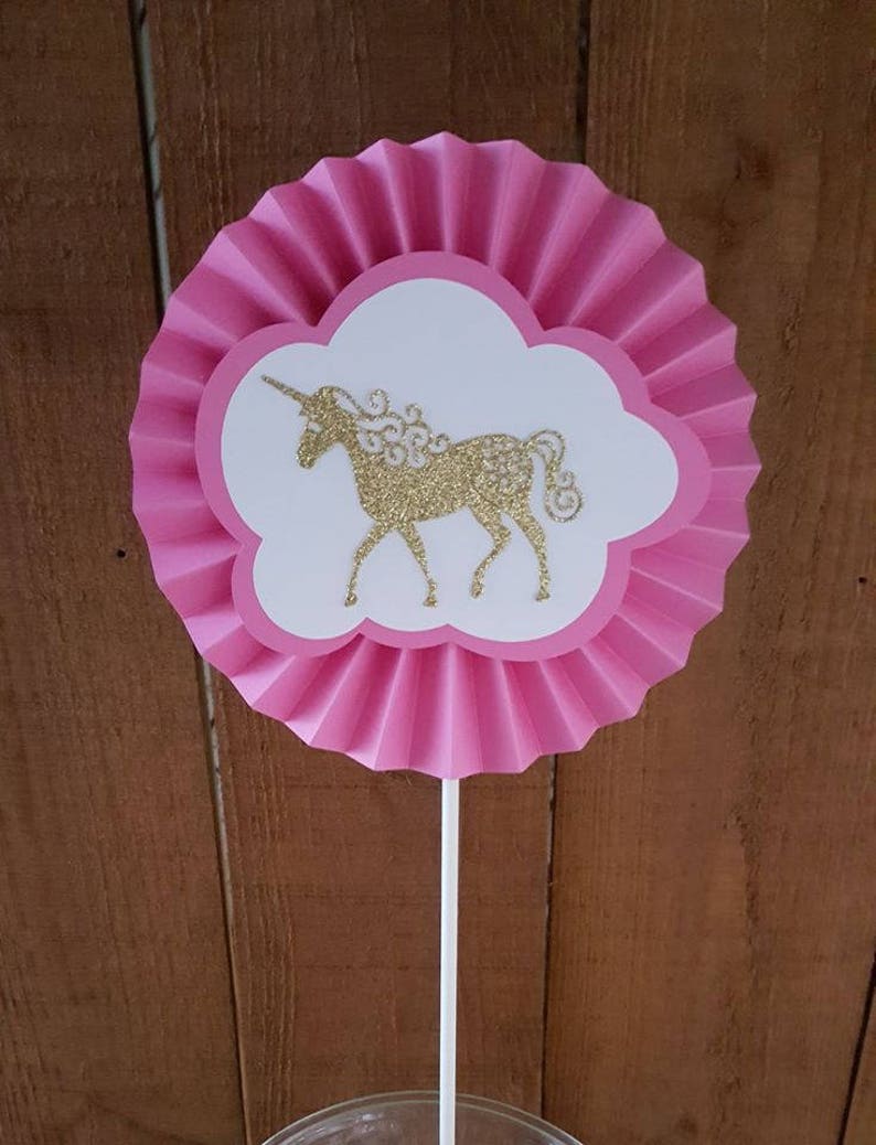 UNICORN PARTY, 5 gold Unicorn Decor, Unicorn Party Decor, Unicorn Rosettes, Unicorn Party Fans, Unicorn Shower Decor, Unicorn Decorations 画像 3