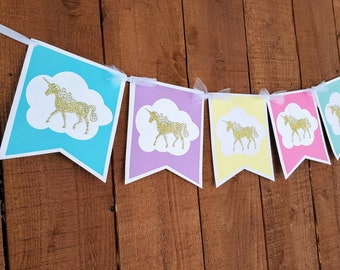 UNICORN Birthday Banner PARTY DECORATIONS, Unicorn Banner, Unicorn Party Decorations,  Unicorn Treat Table Banner, Smash Cake Banner