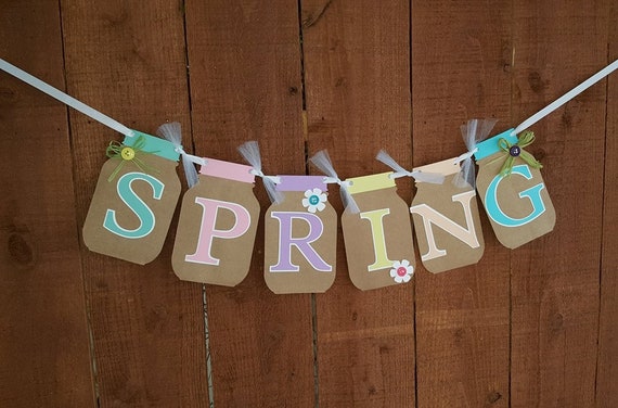 Spring Mason Jar Banner Mason Jar Banner Mason Jar Decor Etsy