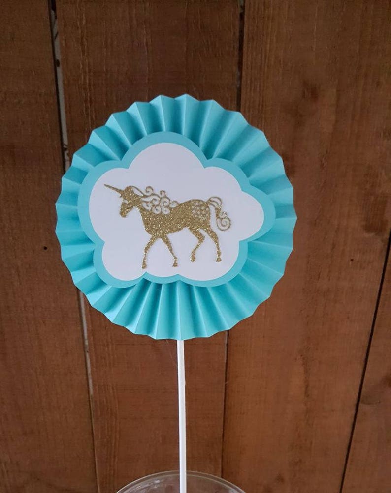 UNICORN PARTY, 5 gold Unicorn Decor, Unicorn Party Decor, Unicorn Rosettes, Unicorn Party Fans, Unicorn Shower Decor, Unicorn Decorations 画像 2