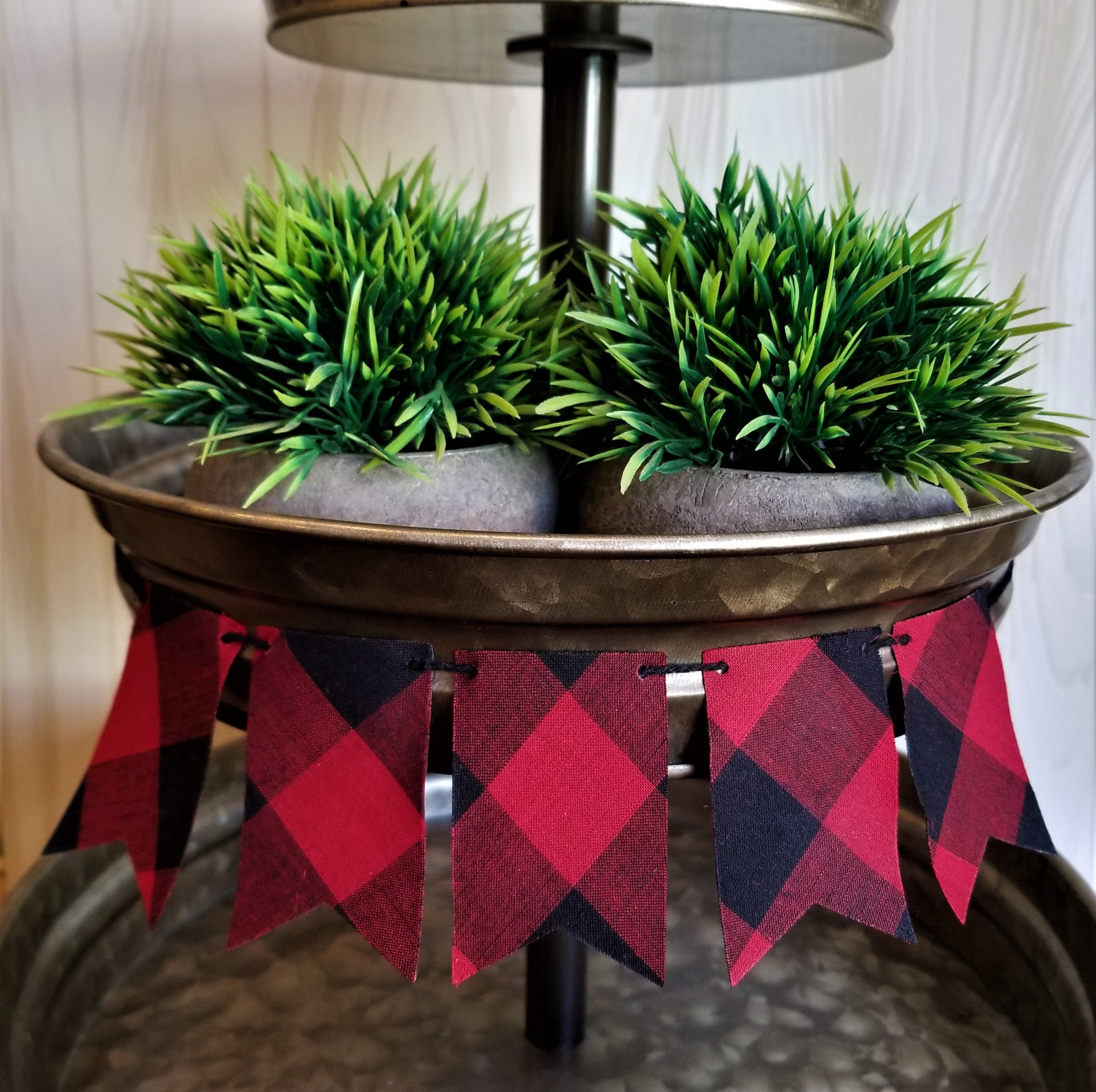 RED BUFFALO PLAID Tiered Tray Decor Tiered Tray Decor Etsy