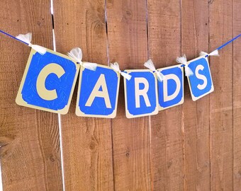 Cards Banner, Navy Blue and Gold, Graduation Cards Banner, Cards Sign, Graduation Banner, Class of 2023, Graduation Table Party Decorations