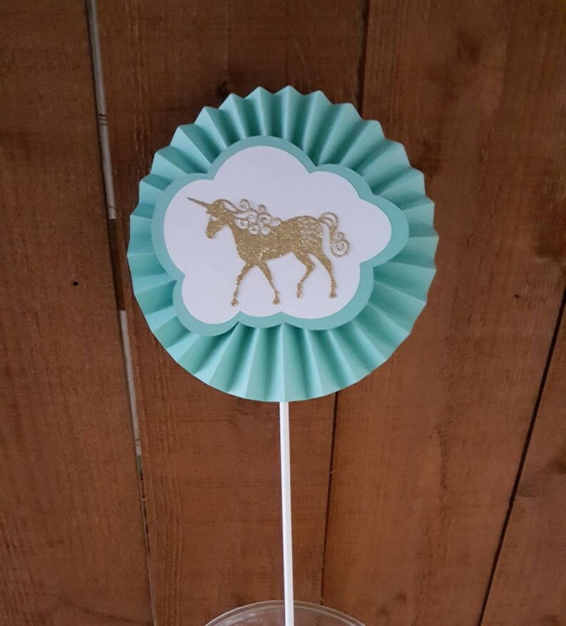 UNICORN PARTY, 5 gold Unicorn Decor, Unicorn Party Decor, Unicorn Rosettes, Unicorn Party Fans, Unicorn Shower Decor, Unicorn Decorations afbeelding 5