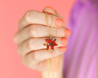 Star Necklace, Glitter, Colourful Cute Jewellery, Gift For Her, Plated Pendant