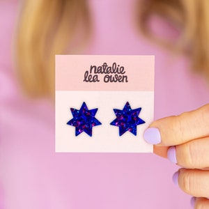 Star Stud Earrings, Glitter Sparkle, Colourful Jewellery, Kitsch, Jewellery Gift For Her, Jewellery image 7