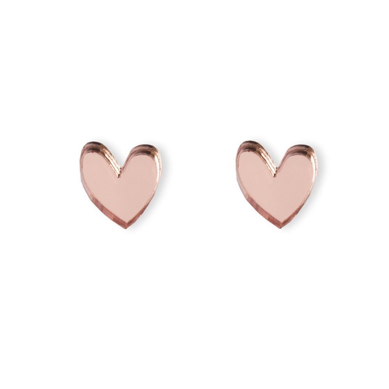 Heart Stud Earrings, Gift for her, Birthday Gift, Minimalist Jewellery, Cute Small Everyday image 3