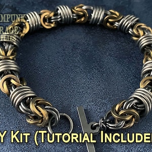x1 KIT - Orbital Byzantine using SQUARE & Round Grade 2 Titanium - 16swg - Bracelet or Necklace Kit! - Custom Chainmaille Jewelry Supplies