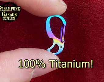 Titanium "tribal" gate clips - Smooth spring action - solid titanium - even the spring!