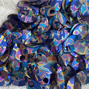 x10 Pack of Sponged Scales - Titanium Grade 2 Anodized - 3 sizes available! - Custom Chainmaille Scalemaille Crafting Supplies