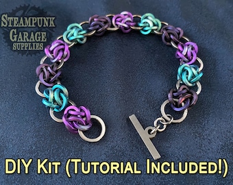 x1 KIT - 4 Winds using SQUARE Ti Rings - Titanium Jump Rings - Grade 2 - 16swg - Earrings, Bracelet, or Necklace Kit! Four Winds Weave