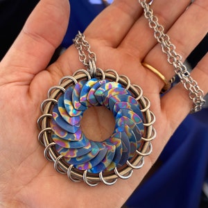 x1 KIT - *NEW* 2.5&quot; Turbine - Steel w/ (21) Titanium Scales - Tutorial & Chain Included! - Custom Chainmaille Scalemaille Jewelry Supplies