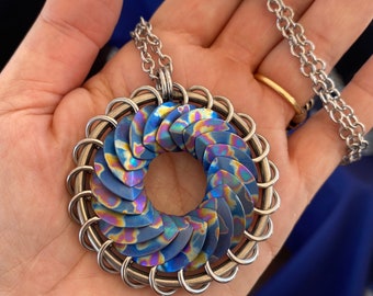 x1 KIT - *NEW* 2.5&quot; Turbine - Steel w/ (21) Titanium Scales - Tutorial & Chain Included! - Custom Chainmaille Scalemaille Jewelry Supplies
