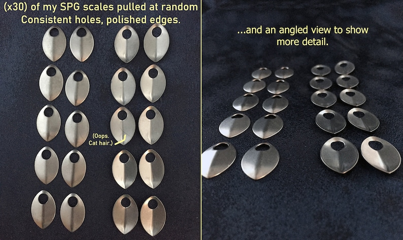 PREMIUM Stainless scales for making scalemaille and chainmaille Jewelry THREE Sizes 304 grade stainless steel image 9