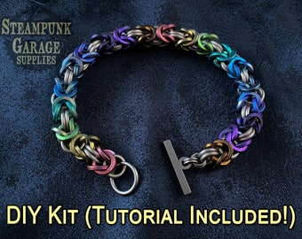 x1 KIT - Byzantine using SQUARE Ti Rings - Titanium Jump Rings - Grade 2 - 16swg - Earrings, Bracelet, or Necklace Kit!