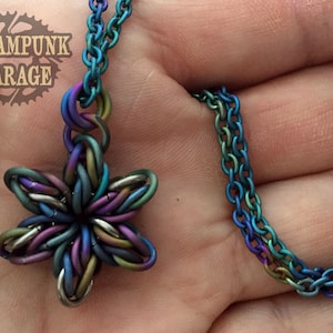 x1 KIT - Titanium Hex Star Pendant - Kit w/ Tutorial - Original Steampunk Garage Design - Custom Chainmaille Jewelry Supplies