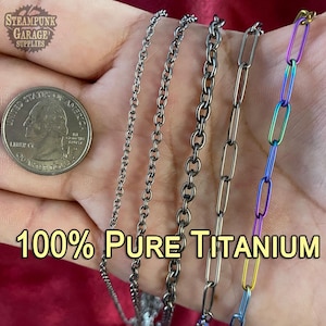 Collana con bracciale in titanio puro - Non legato - Biomedicalmente compatibile - Grado 1 - SENZA ALLERGENI - Forniture per gioielli in maglia metallica personalizzata