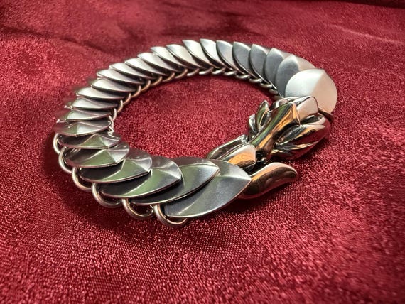x1 KIT - DIY Linear scalemaille BRACELET kit with small scales and dragon head spring clasp - Steel or aluminum