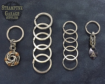 x10 BEEFY Split Keyrings - 304 Stainless Steel 1.25" Across - Excellent for Keychains - Custom Chainmaille Jewelry Supplies