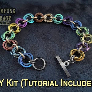 x1 KIT - Mobius Flowers w/ SQUARE Titanium Jump Rings - 16swg Grad 2 - Earrings, Bracelet, or Necklace - Custom Chainmaille Jewelry Supplies