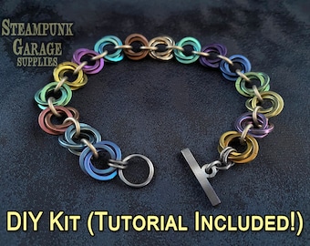 x1 KIT - Mobius Flowers using SQUARE Ti Rings - Titanium Jump Rings - Grade 2 - 16swg - Earrings, Bracelet, or Necklace Kit!