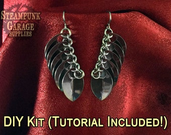 x2 KITS - Engel Flügel Skala Ohrringe - gespiegelte Drachenfedern