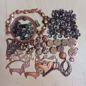 Destash Copper Copper Tone Jewelry Making Lot Beads Charms Pendants