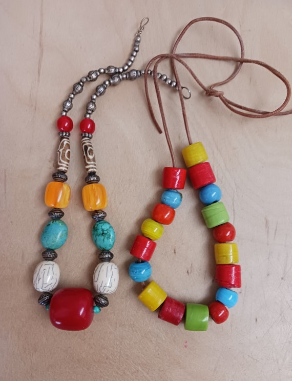 Destash Multicolor Ethnic Beaded Necklace Lot - image 2