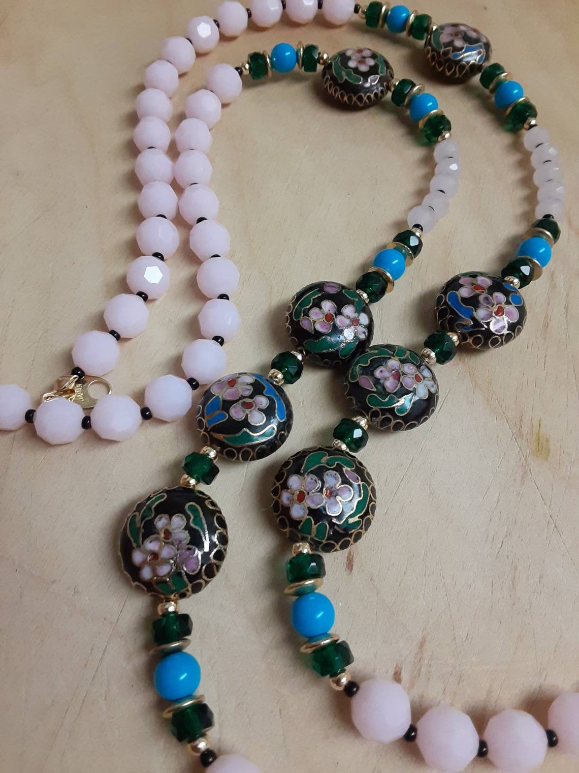 Handmade Vintage Bead Cloisonne Necklace Etsy