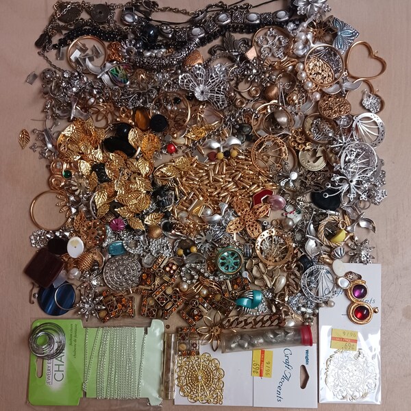 2lb Destash Metal Jewelry Making Lot