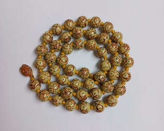 Vintage Yellow Chinese Porcelain Beaded Necklace