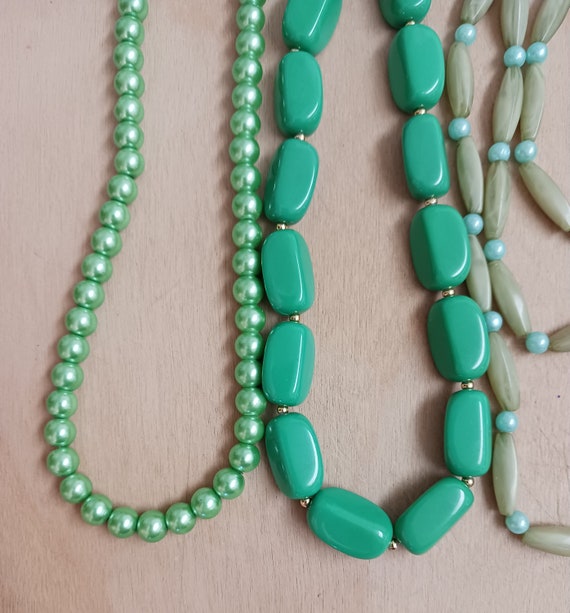 Destash Green Beaded Necklace Lot - image 3