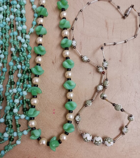 Destash Green Beaded Necklace Lot - image 5