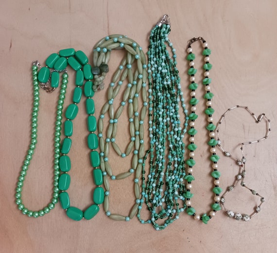 Destash Green Beaded Necklace Lot - image 1
