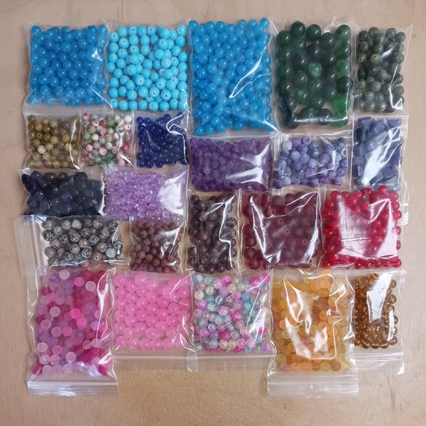 2.5lb Destash Multicolor Glass Stone Beads Lot