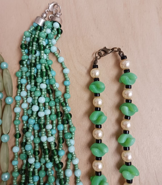 Destash Green Beaded Necklace Lot - image 7