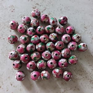 44pc Destash 8mm Pink Cloisonne Beads