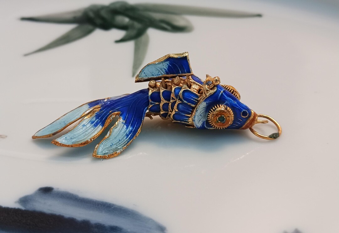 Vintage Cloisonne Articulated Koi Fish Pendant - Etsy