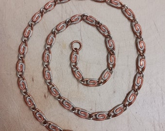 Silver Copper Two Tone Snail Chain Link Necklace