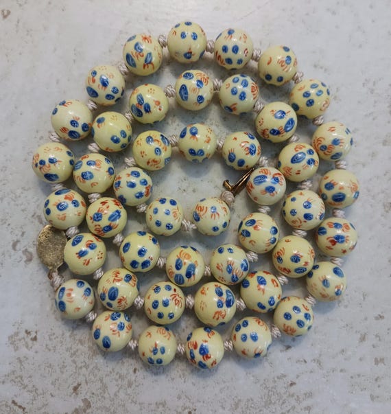 Rare Yellow Chinese Porcelain Beaded Necklace  *Read Description*