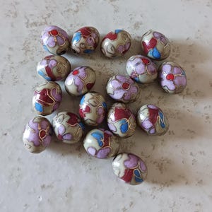 17pc Yellow Egg Shape Oval 10mm x 8mm Vintage Cloisonne Beads