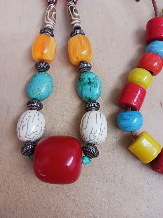 Destash Multicolor Ethnic Beaded Necklace Lot - image 3