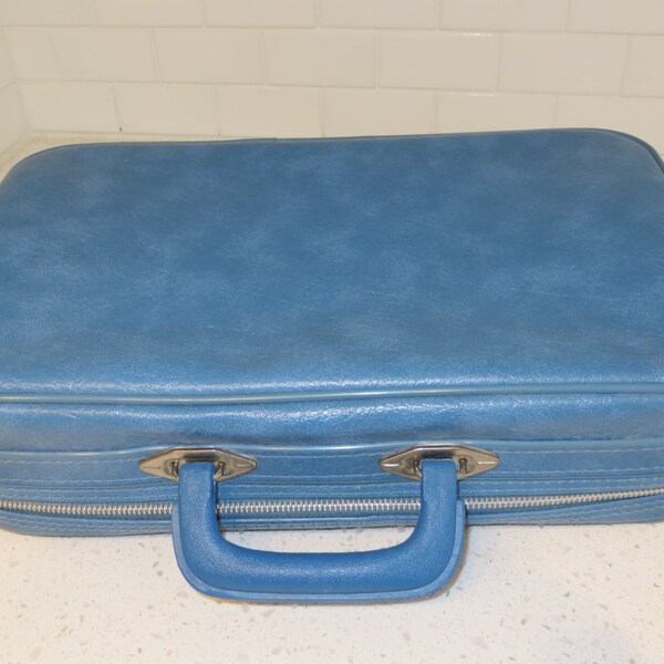 Vintage Sears Small Luggage Blue Bag - Laptop Case Briefcase