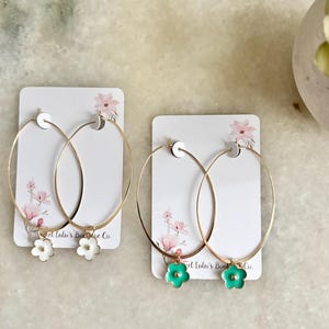 Dainty Hoop Earrings - Gifts for her-  Flower Hoop- modern hoop - Gold
