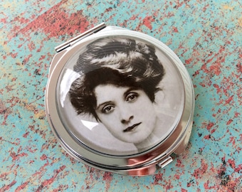 Victorian Compact Mirror, Vintage Compact Mirror, Silver Compact Mirror, theoldmillshoppe, Steampunk Compact Mirror, Glass Mirror, Mirror