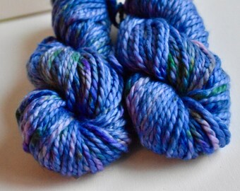 Iris, super bulky yarn, 2 ply, SW Merino, Nylon, 'Rapido' Hand dyed, 70 yards, hand painted, purple yarn, blue yarn, iris yarn, thick yarn