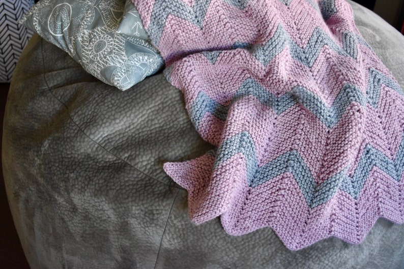 Mavericks Blanket Pattern, PDF Pattern, knitting pattern, hand knit shawl, Gifts for Knitters, chevron blanket, pattern only, blanket, knit image 8