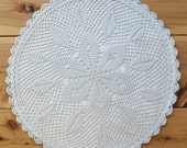Handmade Round Crochet Lace Tablecloth, Table Centerpiece, Doily, Placemat, Runner Beige Colour