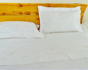 Zestaw pościeli francuskiej, 3 szt., poszewki bawełniane, Queen/King/super king size Shabby Chic domek letniskowy Decor ślub/Boże Narodzenie prezent biały