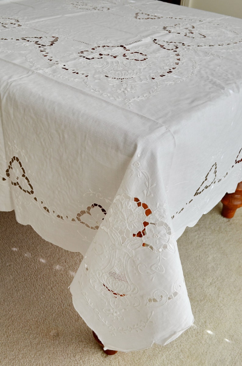Banquet Oblong Linen Tablecloth Shabby Chic Decor Linen Etsy