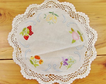 Serwetka koronkowa vintage, serwetki szydełkowe, haft ręczny, serwetka w stylu shabby chic, dekoracja stołu, biała, okrągła, 8"